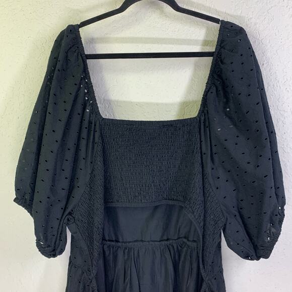A NEW DAY Black Eyelet Open Back Puff‎ Sleeve Mini Dress Size 3X - NWT - Picture 8 of 16